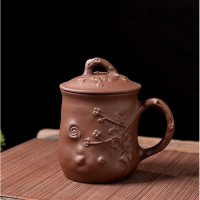 Чашка с крышкой "Сливовая чашка" Коричневая