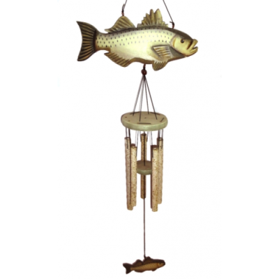 Поющие ветра 5 трубочек Рыба зелёная №4