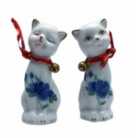 Кот с кошкой отдельно фаянс