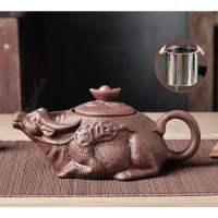 Чайник Ледачий Бик коричневий 400мл.