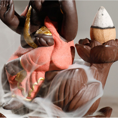 Підставка "Рідкий дим" кераміка "Ганеша на лотосі" Червоний