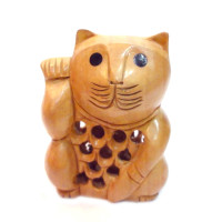 Кот Манеки Неко дерево кедр С3685-4
