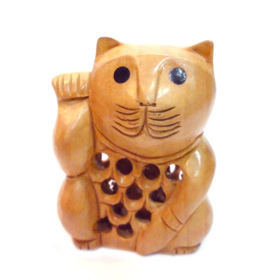Кот Манеки Неко дерево кедр С3685-4