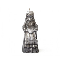 Свеча ритуальная "Берегиня" чёрная с серебром