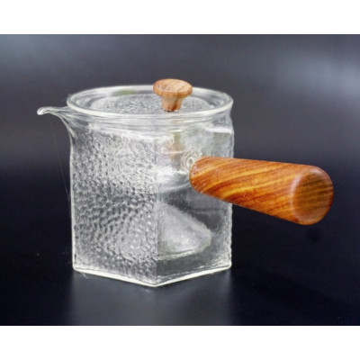 Чайник со стеклянным ситом + деревянная ручка (500ml) термостекло
