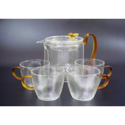 Набор чайник с ситом (600ml) + 4 чашки (100ml) термостекло
