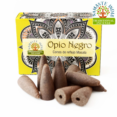 Ароматичні конуси Чорний опіум Namaste India Back Flow cones Black opium