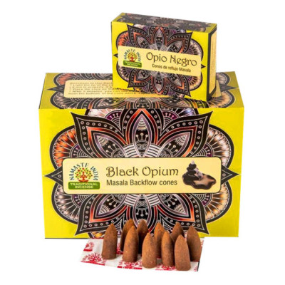 Ароматичні конуси Чорний опіум Namaste India Back Flow cones Black opium