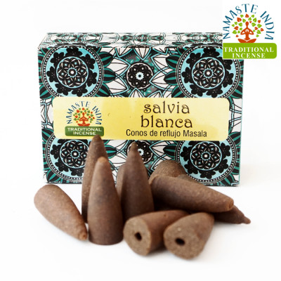 Ароматичні конуси Біла шавлія Namaste India Back Flow cones White sage