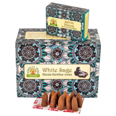 Ароматичні конуси Біла шавлія Namaste India Back Flow cones White sage